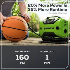 24V Cordless Battery Inflator: 2.0 Ah Battery and Charger