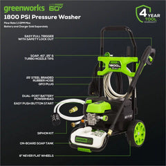OPEN BOX 60V Hybrid 1800 PSI 1.1 GPM Cold Water Pressure Washer (Tool Only)
