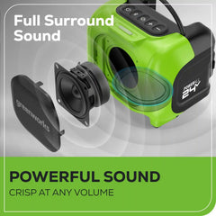 24V Cordless Battery Mini Bluetooth Speaker: 2.0 Ah Battery and Charger