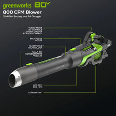 OPEN BOX 80V 800CFM Cordless Battery Leaf Blower, 4Ah Battery and Charger