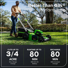 80V 21" Cordless Battery 4-in-1 Self-Propelled Lawn Mower, 8.0 Ah Battery and 6A Charger, LM2108S