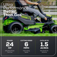RENEWED 60V 42" Cordless Battery CrossoverT Riding Lawn Mower, (4) 8.0 Ah Batteries and (2) Dual-Port Turbo Chargers, CRT4262