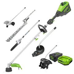 60V 16" Cordless Battery String Trimmer (Attachment Capable) and 5 Pcs Attachments Combo Kit: 4.0 Ah Battery and Charger
