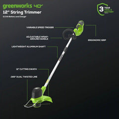 40V 12" Cordless String Trimmer and 390CFM Leaf Blower Combo Kit w/ 2.0Ah Battery & Charger