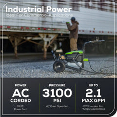 3100 PSI 2.1 GPM Cold Water Electric Pressure Washer