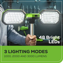 24V Cordless Battery Standing Light Kit: 2.0 Ah Battery and Charger