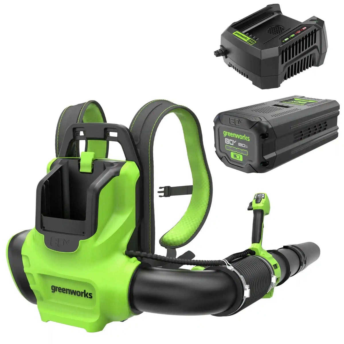 80V 750 CFM Cordless Battery Single Port Backpack Blower, 8Ah Battery and 6A Charger