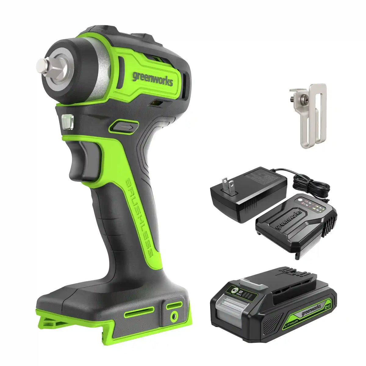 24V 3/8" Cordless Battery Impact Wrench: 2.0 Ah Battery and Charger