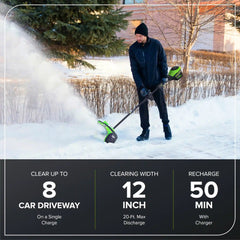 80V 12" Cordless Battery LED Snow Shovel, Directional Vanes (Tool Only)