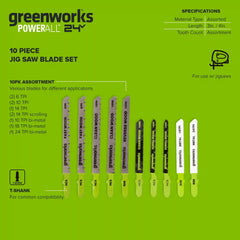 10-PC  Assorted Jigsaw Blade Set w/ Storage Case