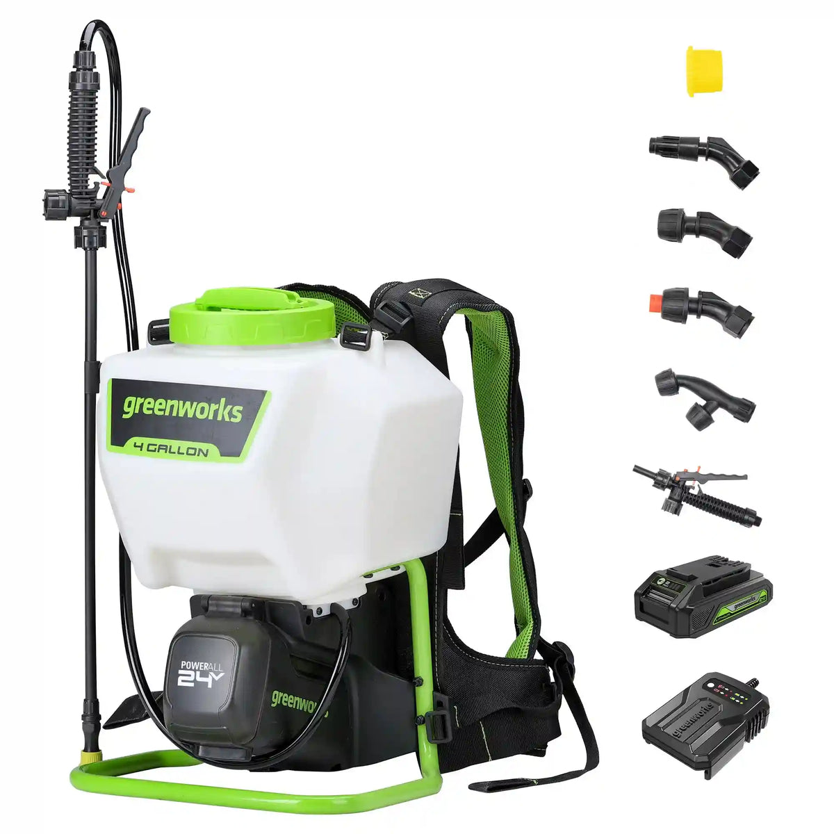 24V Cordless Battery Backpack Sprayer: 2.0 Ah USB Battery and Charger
