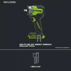 24V PowerAll Pro 400 ft-lb Breakaway Torque 3/8" Impact Wrench, Tool Only