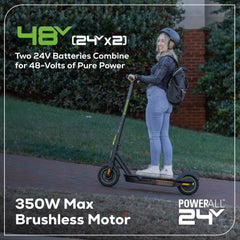 48V (24V x 2) STEALTH Series Electric Scooter: (4)4.0 Ah Batteries and Dual-Port Charger
