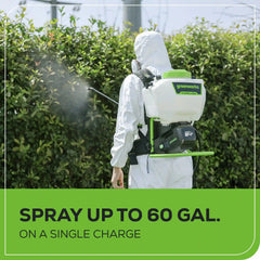 24V Cordless Battery Backpack Sprayer: 2.0 Ah USB Battery and Charger