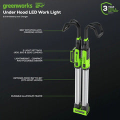 24V Cordless Battery Under Hood Work Light: 2.0 Ah Battery and Charger